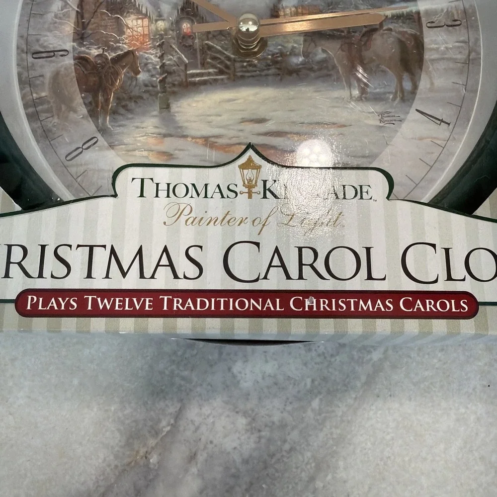 VtgThomas Kinkade‎ Christmas Carol Village Music Wall Clock 7.5